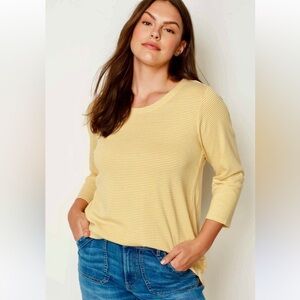 J Jill Pima Cotton Striped 3/4 Sleeve Scoop Neck Tee Medium Petite